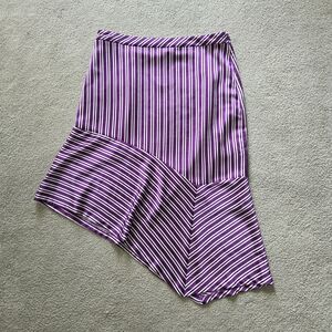Banana Republic Asymmetrical Skirt in Purple and White Stripes Size 12